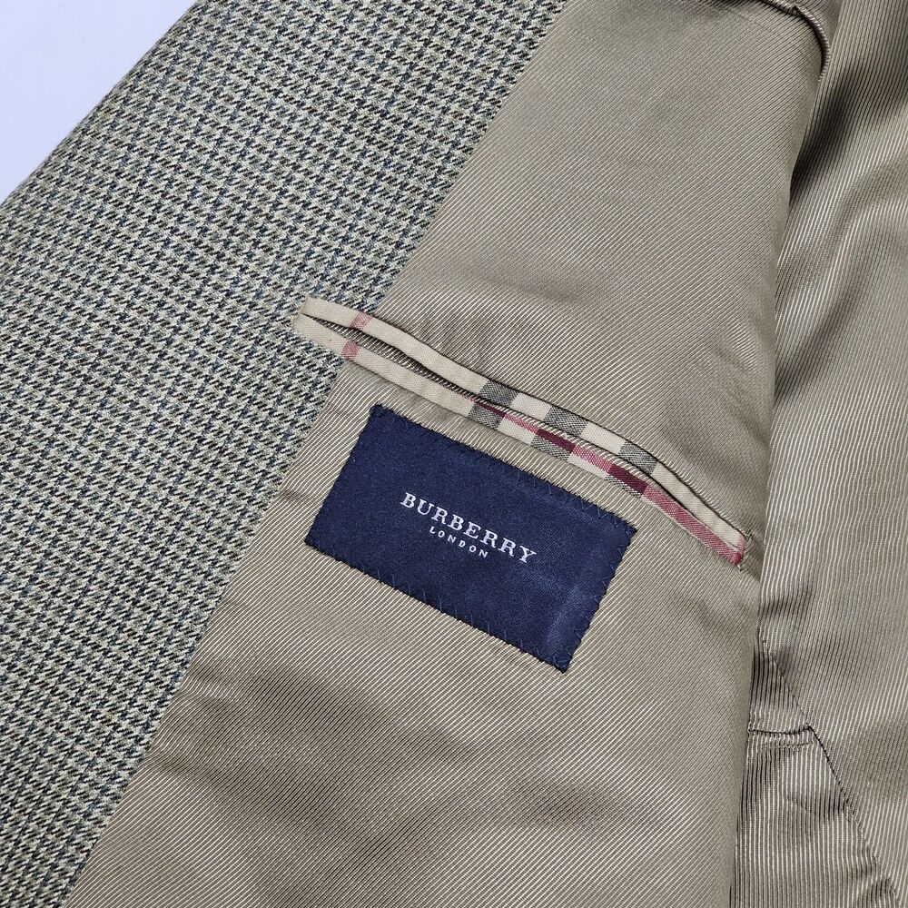 Vintage Burberry Mens 48R Houndstooth Sport Coat Blazer Silk Wool 3 Buttons - Picture 6 of 8